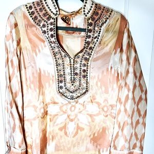 Tory Burch Silk Embellished Tunic